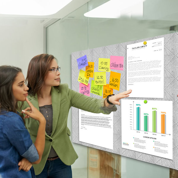 Ebern Designs Felt Wall Cork Bulletin Board with 50 Pushpins Wayfair